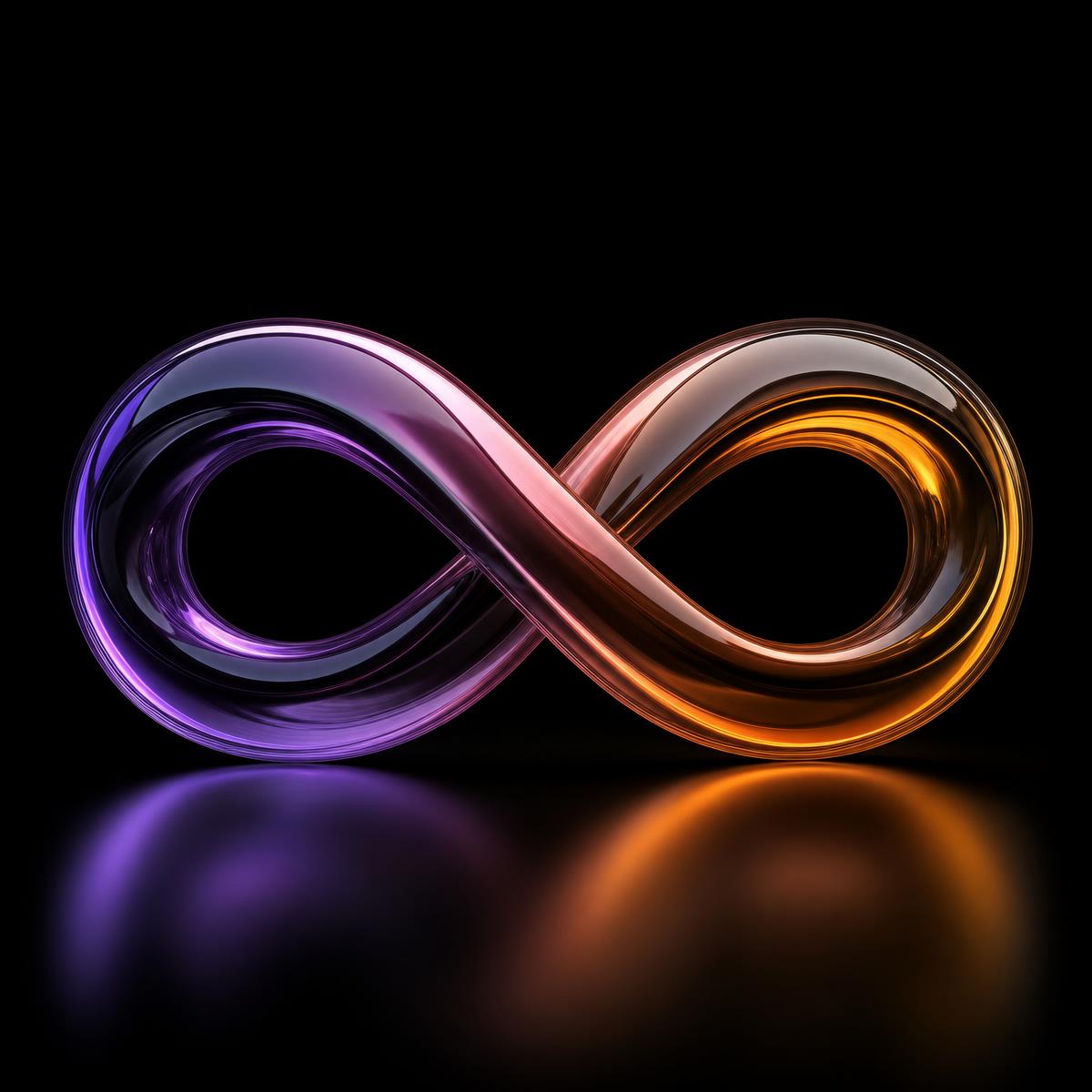 Símbolo do infinito da Octa em roxo e âmbar